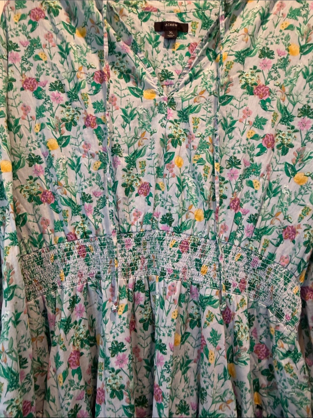 J. Crew Green Floral Long Sleeve Tiered Dress - Picture 5 of 8
